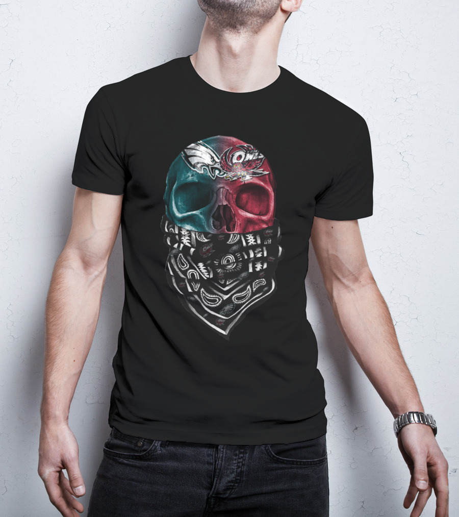 Eagles And Owls Dual Skull Bandana T-Shirt