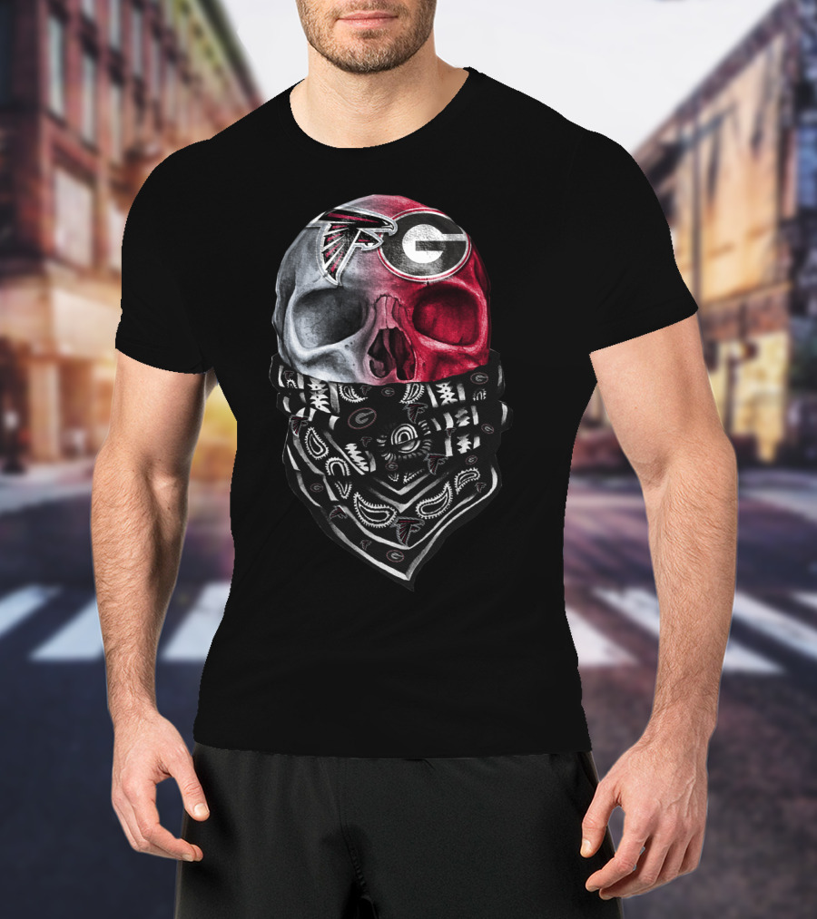 Falcons Georgia Bulldogs Skull Bandana T-Shirt
