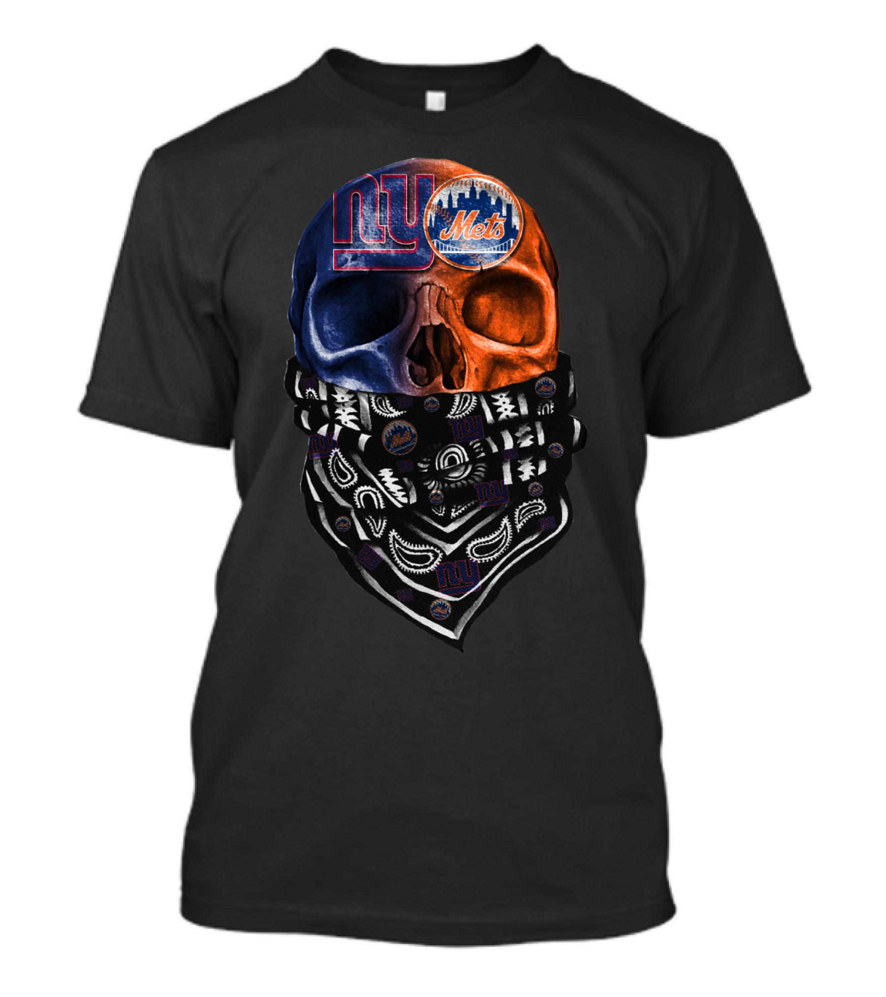 Ny Giants Mets Skull Bandana T-Shirt