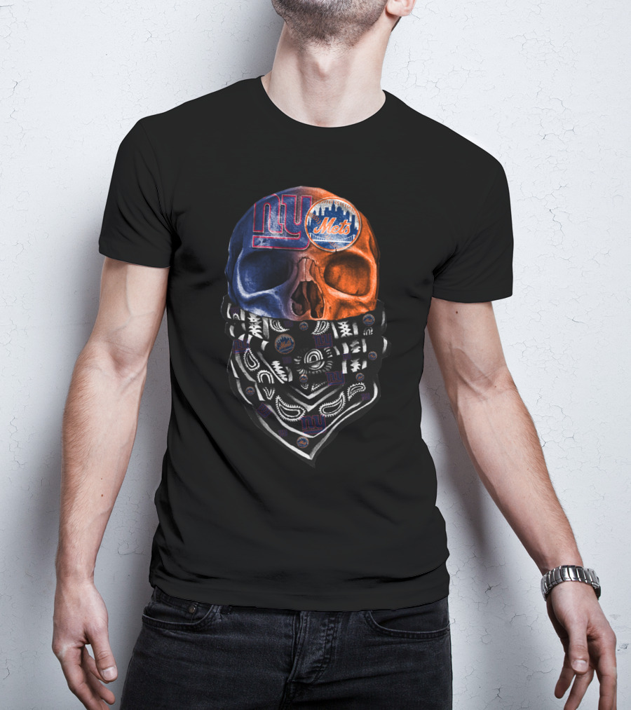 Ny Giants Mets Skull Bandana T-Shirt