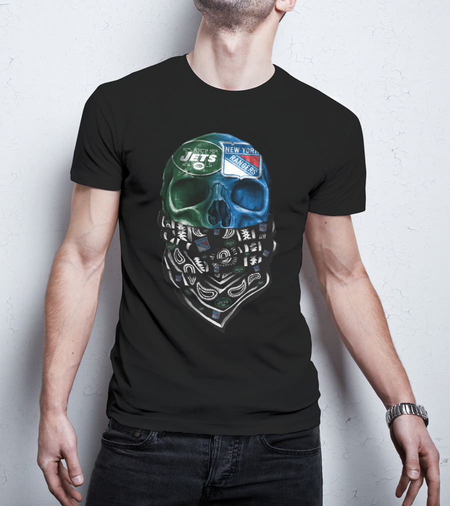 New York Jets Rangers Skull Bandana Sku 070 T-Shirt
