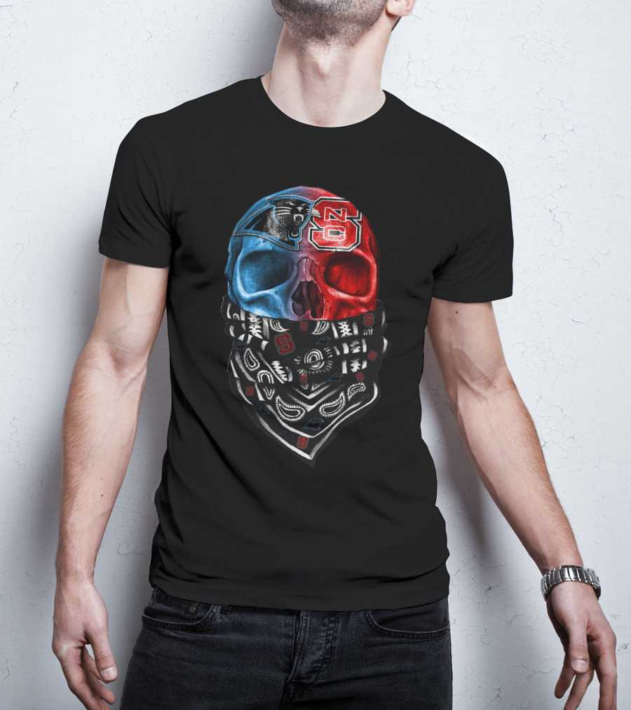 Carolina Panthers Nc State Wolfpack Skull Bandana T-Shirt
