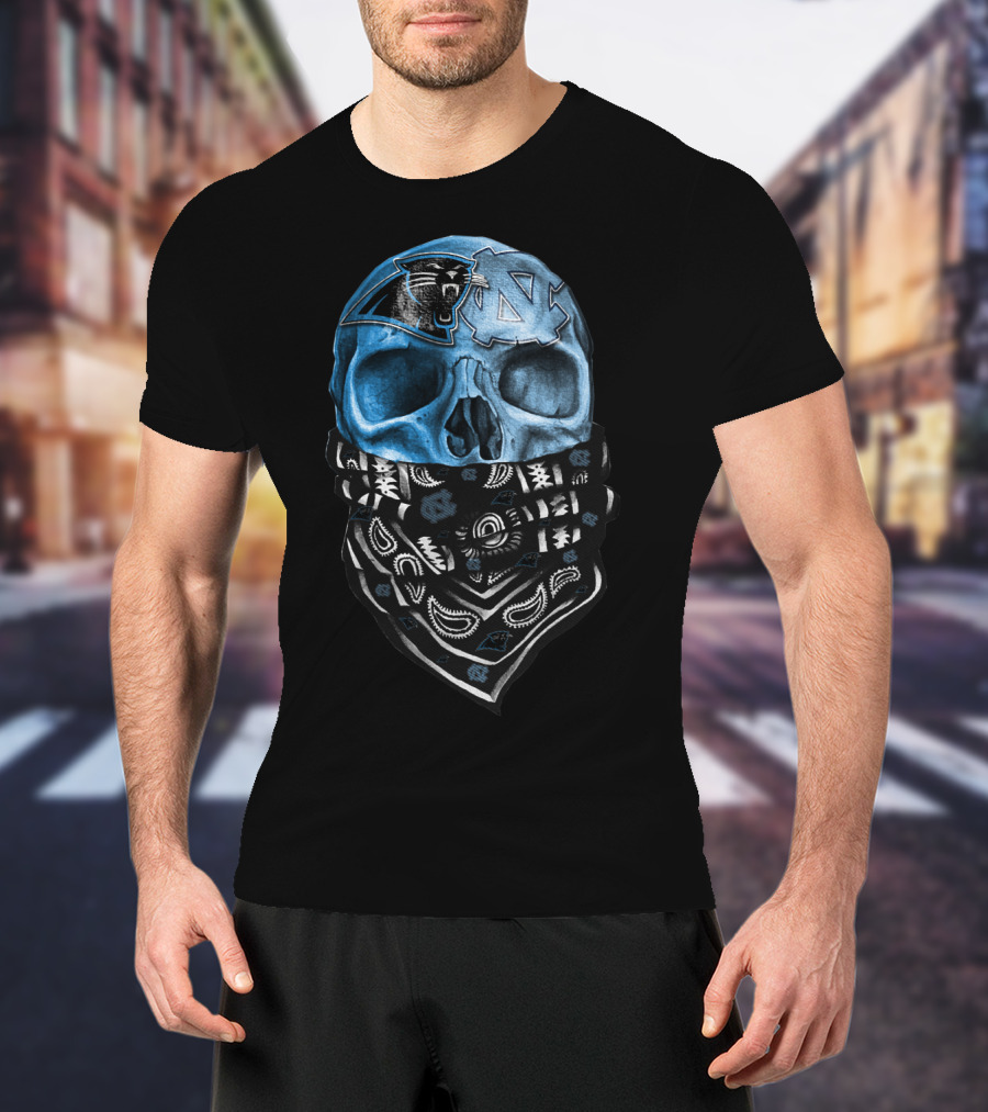 Panthers Tar Heels Skull Bandana T-Shirt