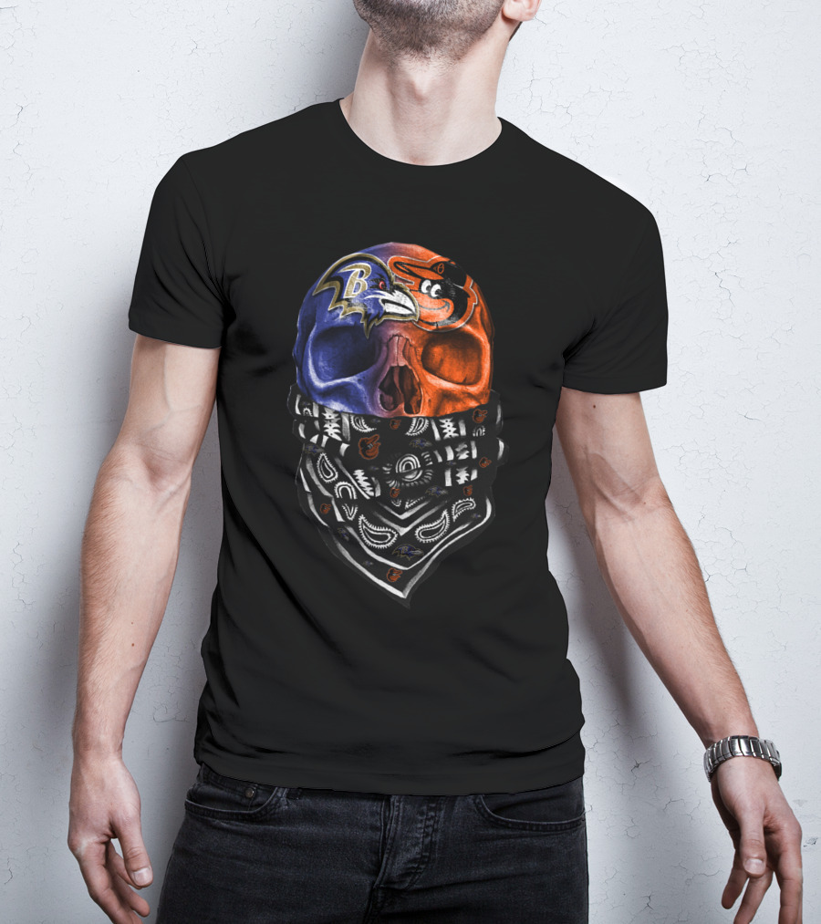 Ravens Orioles Skull Bandana Duality T-Shirt
