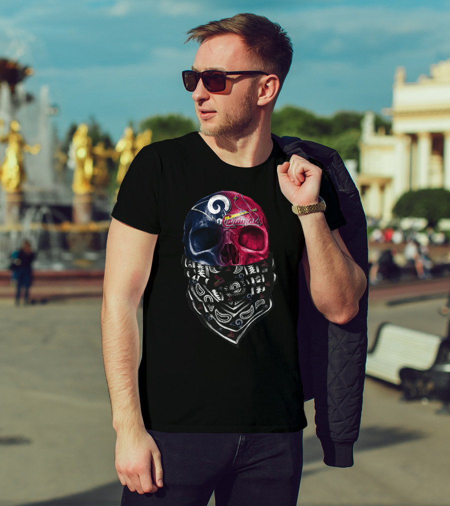 Rams Cardinals Skull Bandana T-Shirt
