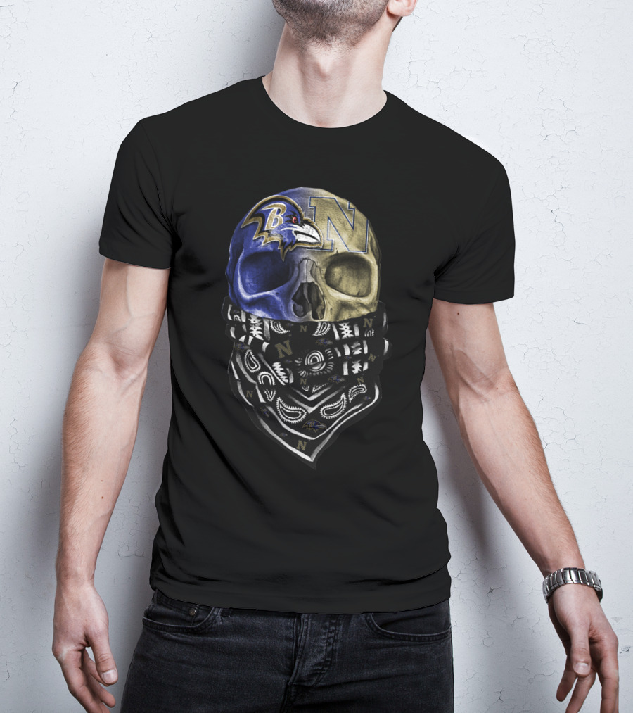 Ravens Navy Skull Bandana Sku 103 T-Shirt