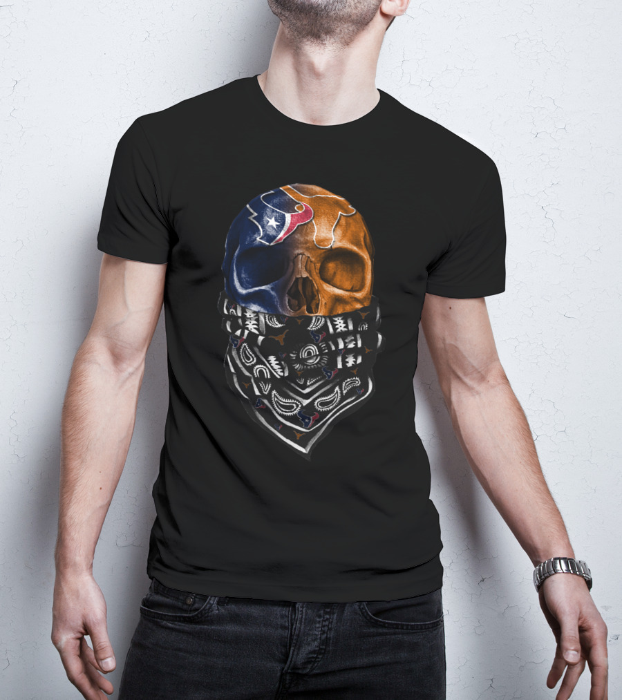 Texas Football Skull With Bandana T-Shirt