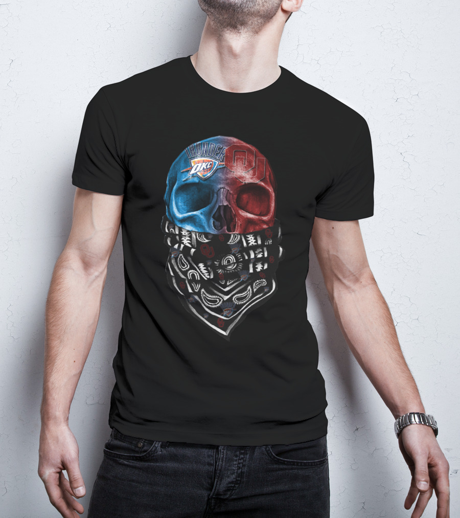 Thunder Okc Ou Skulls Bandana T-Shirt