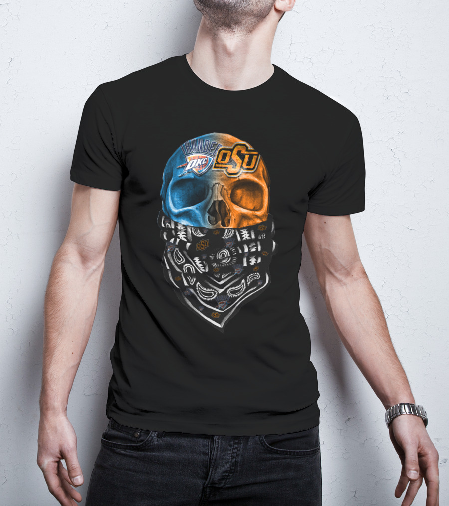 Okc Thunder Osu Skull Bandana T-Shirt