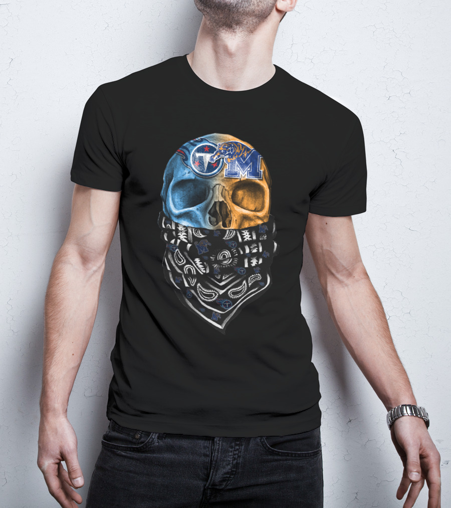 Tennessee Skull Bandana Memphis Tigers Titans T-Shirt