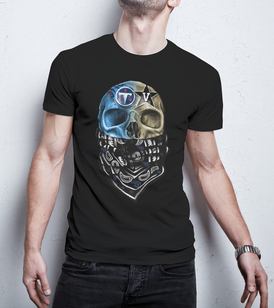 Tennessee Titans Dual Skull With Bandana T-Shirt