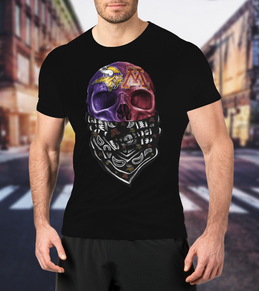 Vikings Gophers Skull Bandana T-Shirt