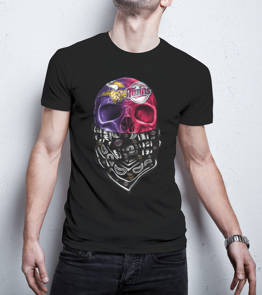 Vikings Twins Skull Bandana Sku 135 T-Shirt