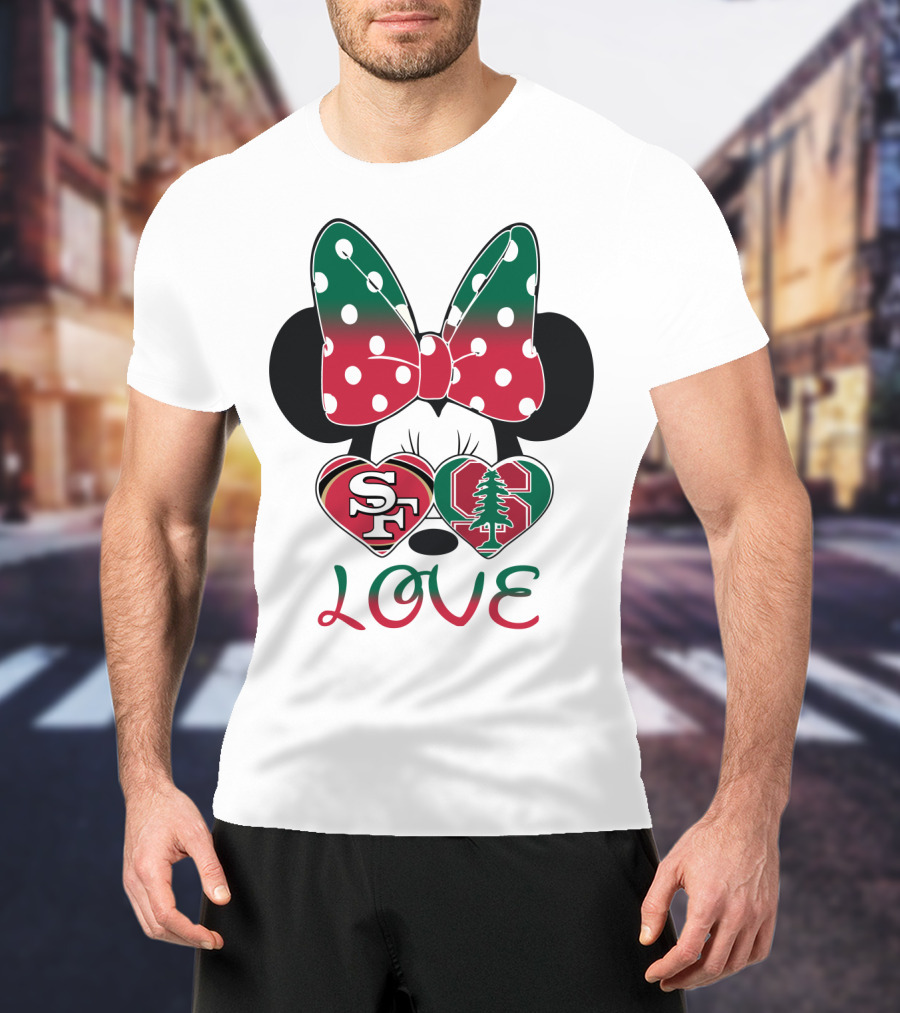 San Francisco 49ers Stanford Cardinal Minnie Mouse Love T-Shirt