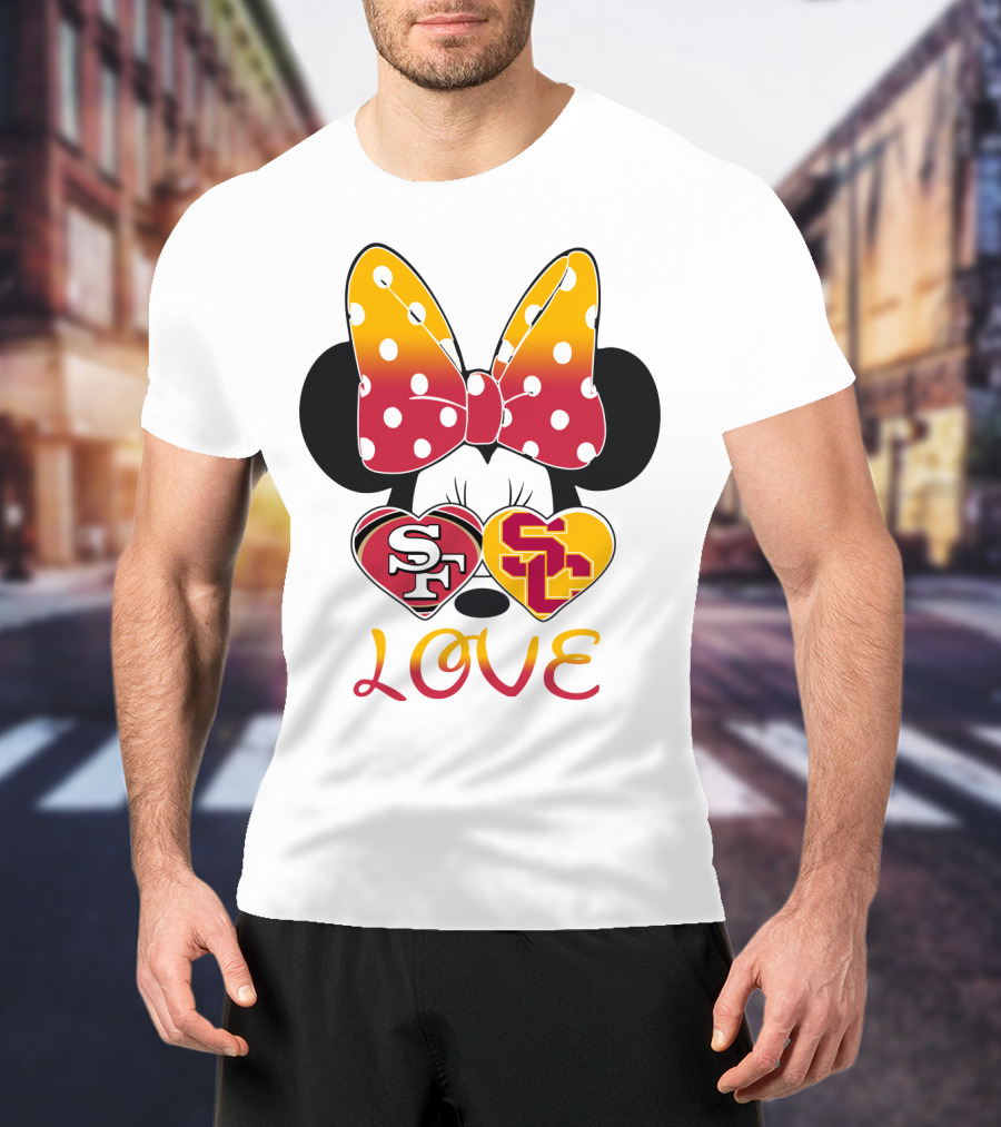 Sf Sc Love Minnie Mouse Bow And Hearts T-Shirt