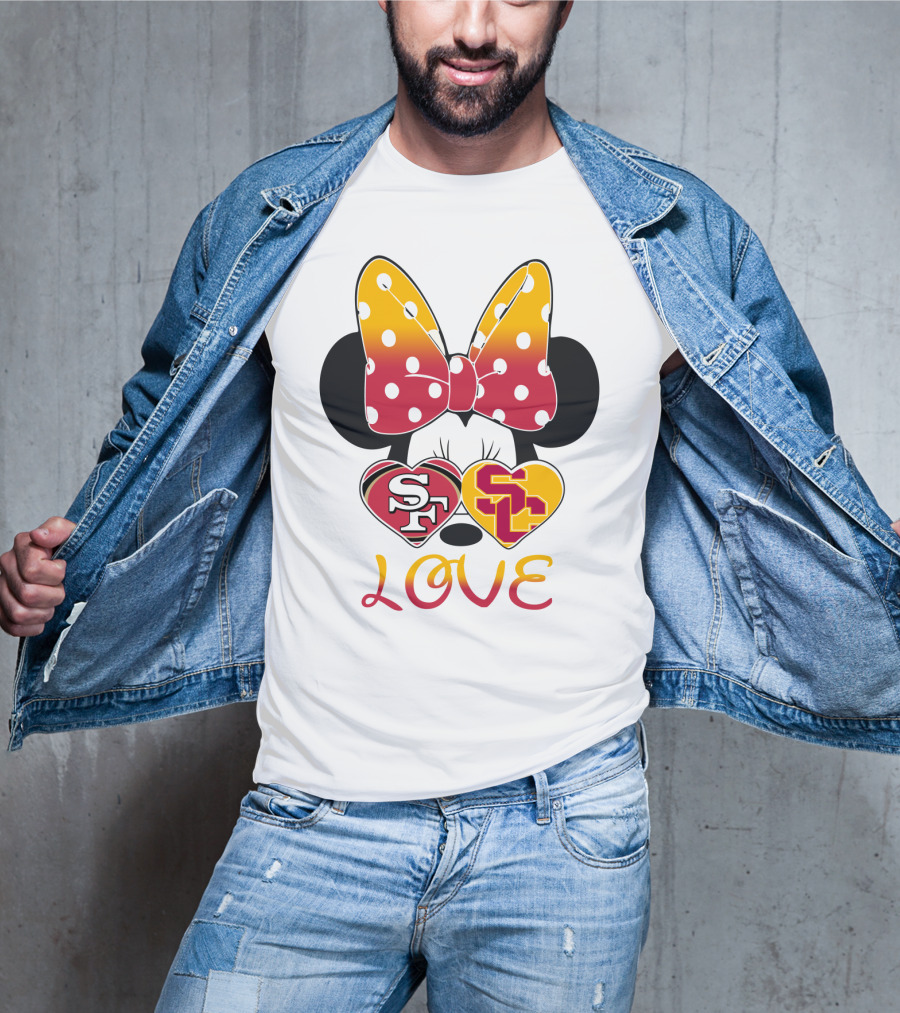Sf Sc Love Minnie Mouse Bow And Hearts T-Shirt