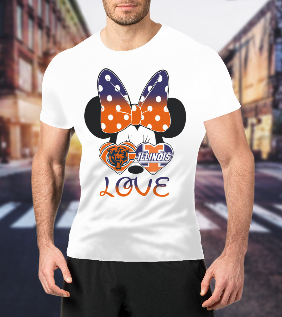 Minnie Bow Chicago Bears Illinois Fighting Illini Love T-Shirt