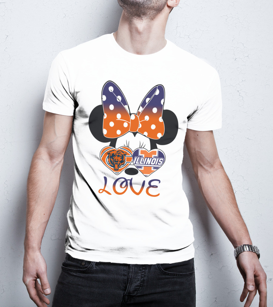 Minnie Bow Chicago Bears Illinois Fighting Illini Love T-Shirt