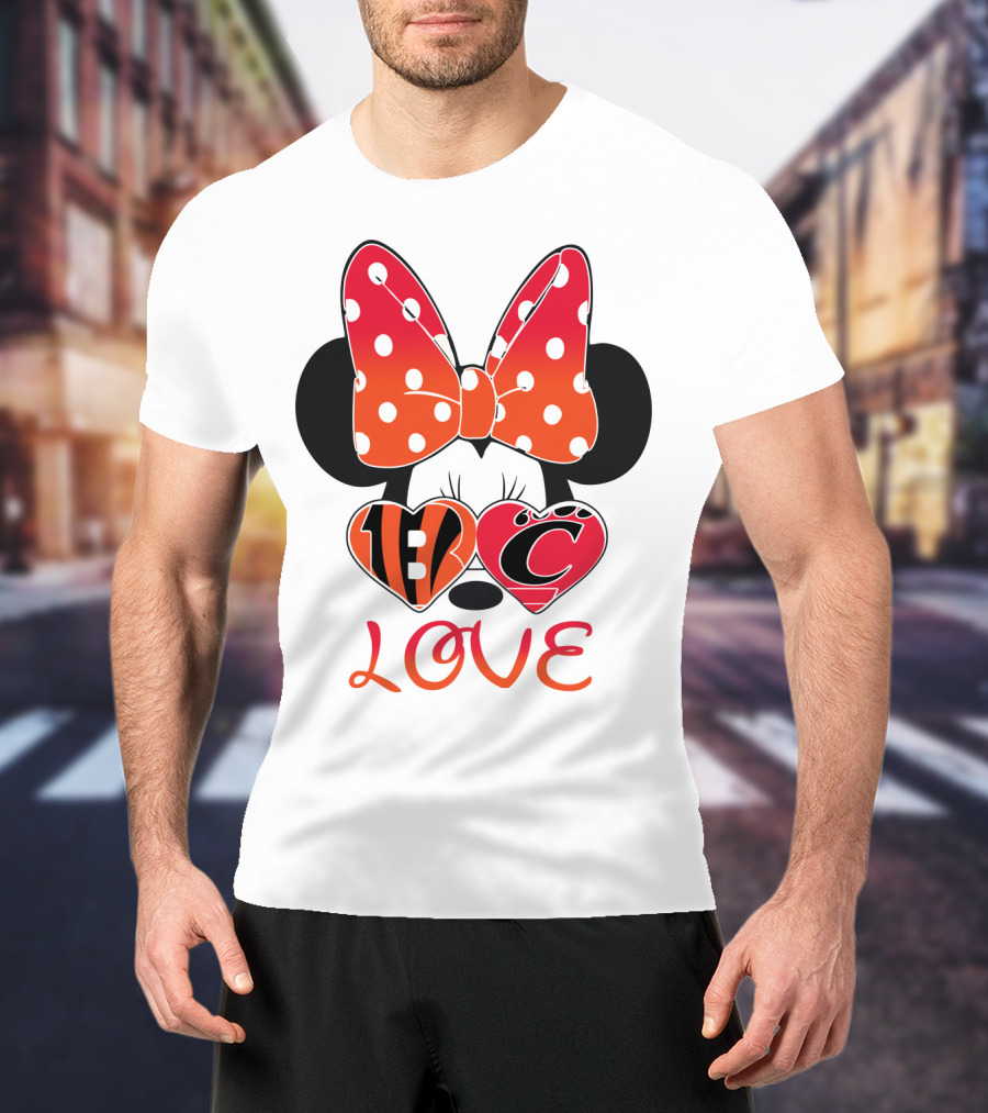 Love Minnie Polka Dot Bow C And B Stripes Hearts T-Shirt