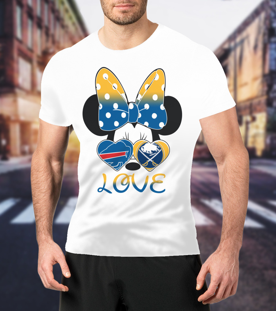 Love Mickey Bow Buffalo Sabres Bills Heart T-Shirt