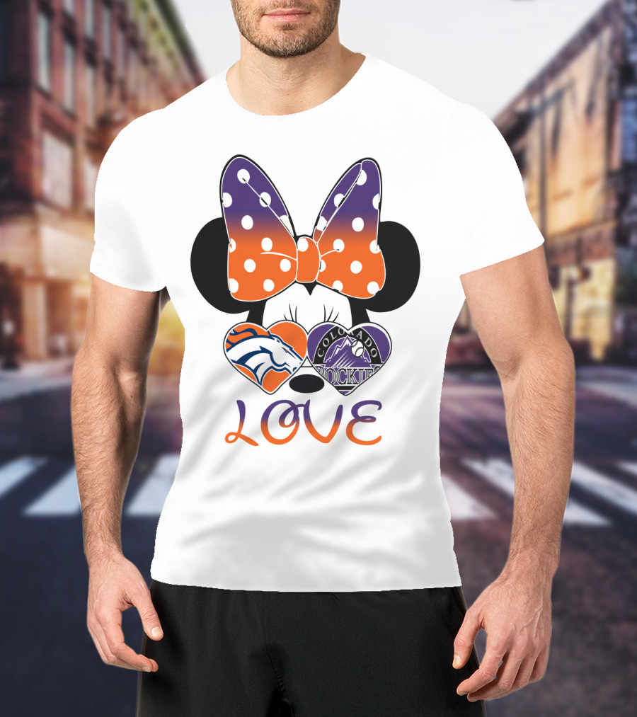 Minnie Mouse Colorado Rockies Denver Broncos Love T-Shirt