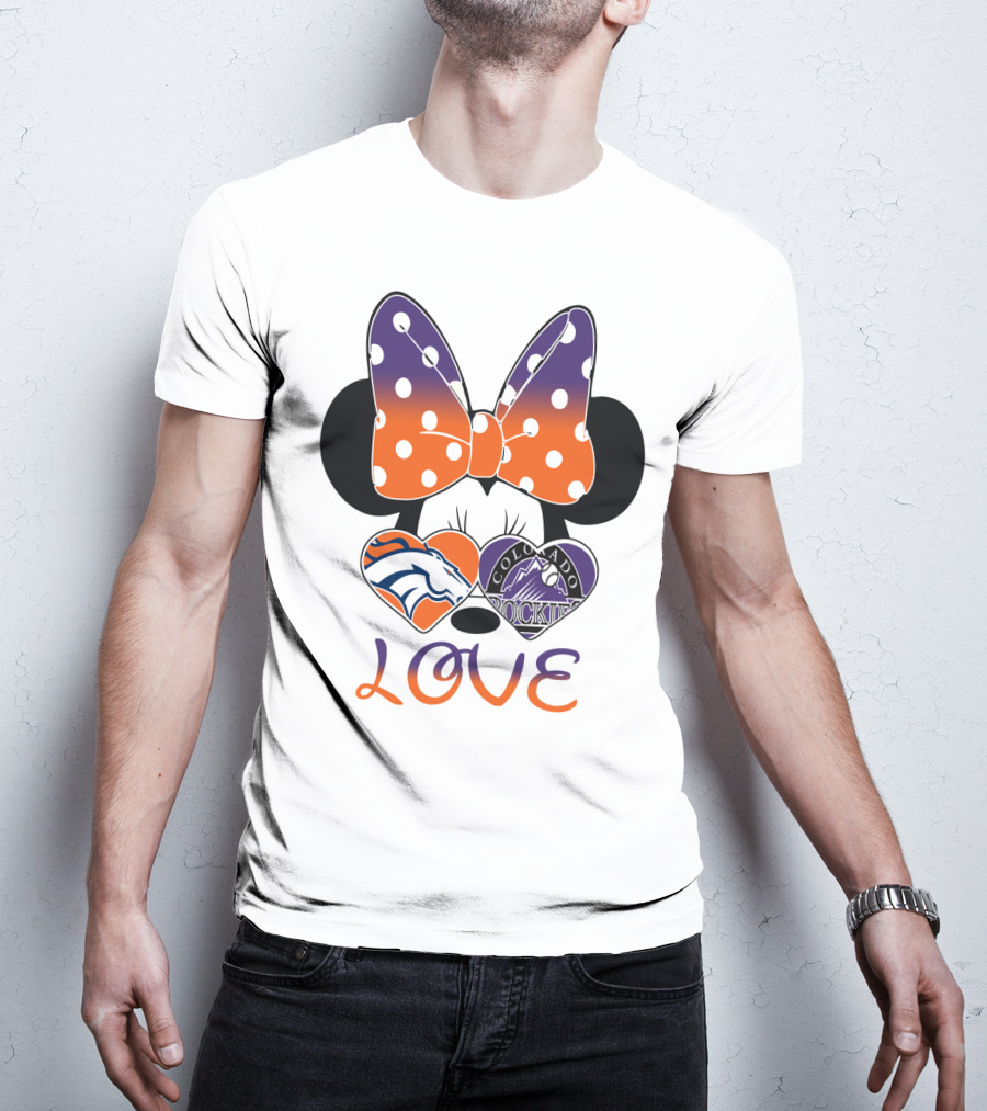 Minnie Mouse Colorado Rockies Denver Broncos Love T-Shirt