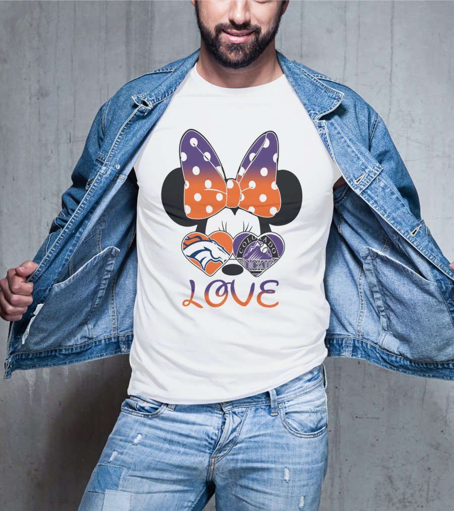 Minnie Mouse Colorado Rockies Denver Broncos Love T-Shirt