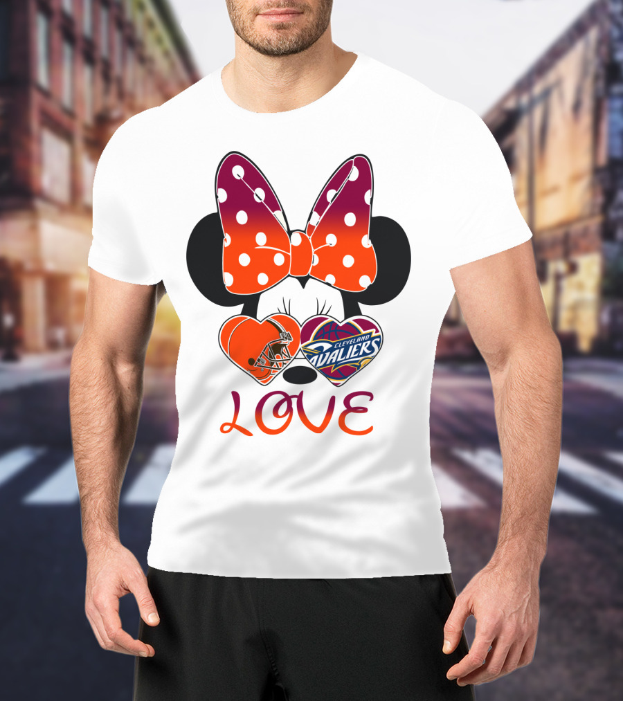 Love Cleveland Browns Cavaliers Minnie Bow T-Shirt