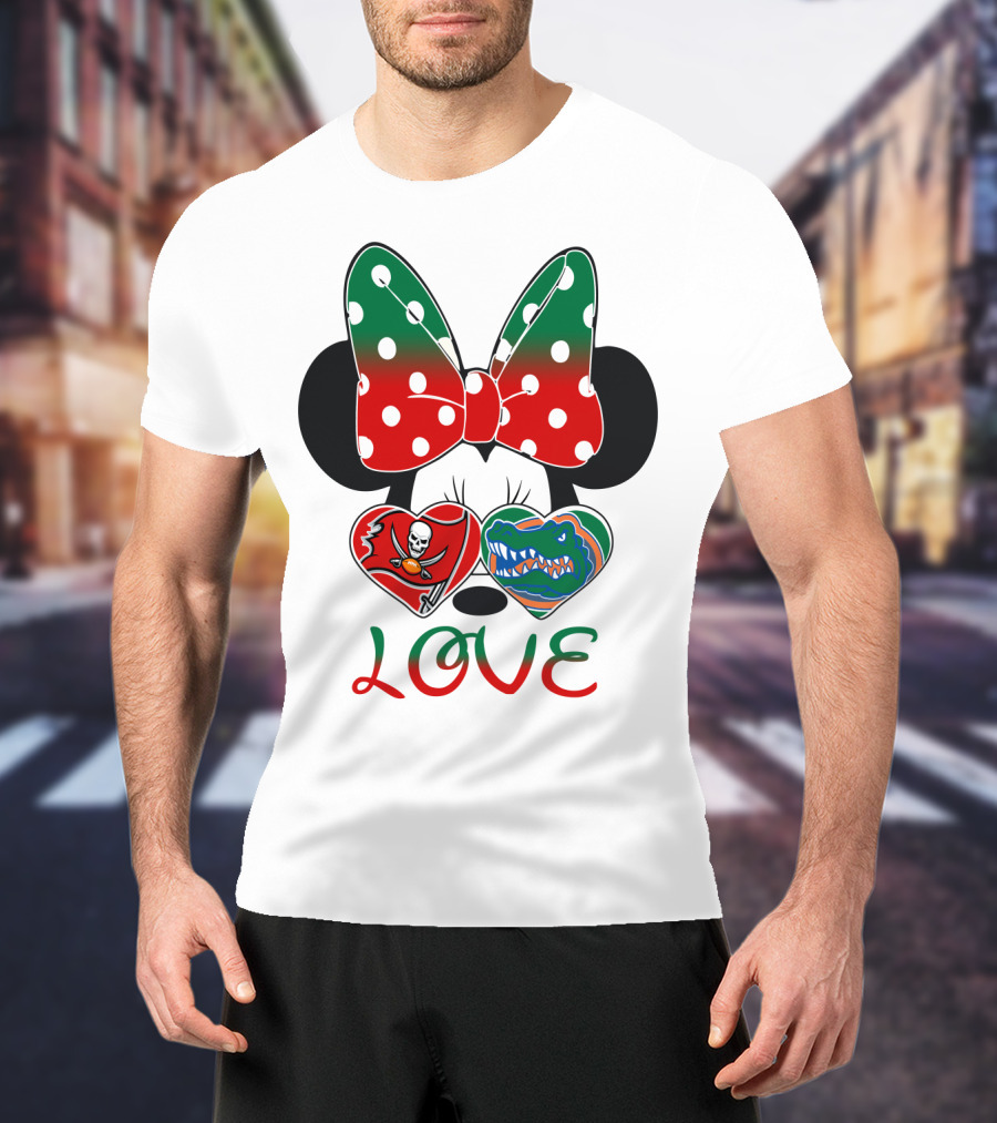 Minnie Love Tampa Bay Buccaneers Florida Gators Holiday Bow T-Shirt