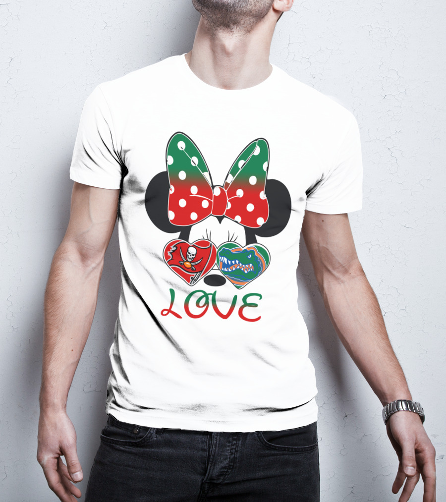 Minnie Love Tampa Bay Buccaneers Florida Gators Holiday Bow T-Shirt