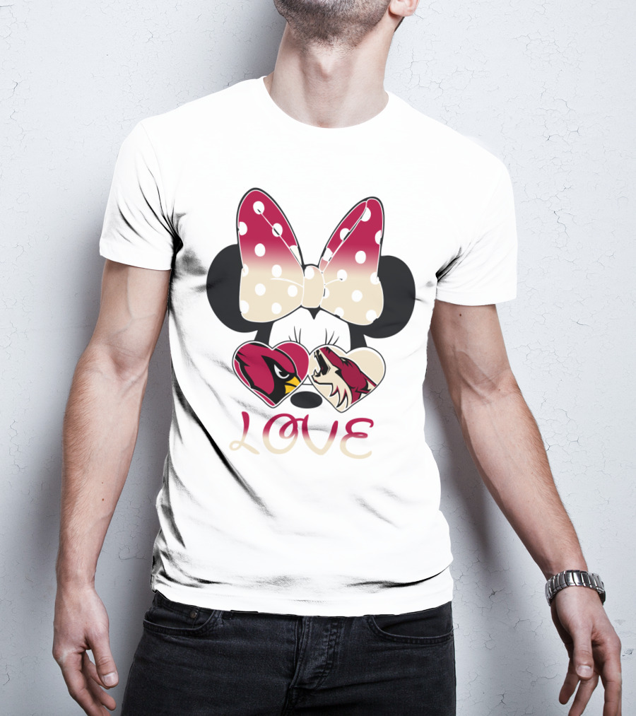 Mic 028 Minnie Bow Cardinals Coyotes Love T-Shirt