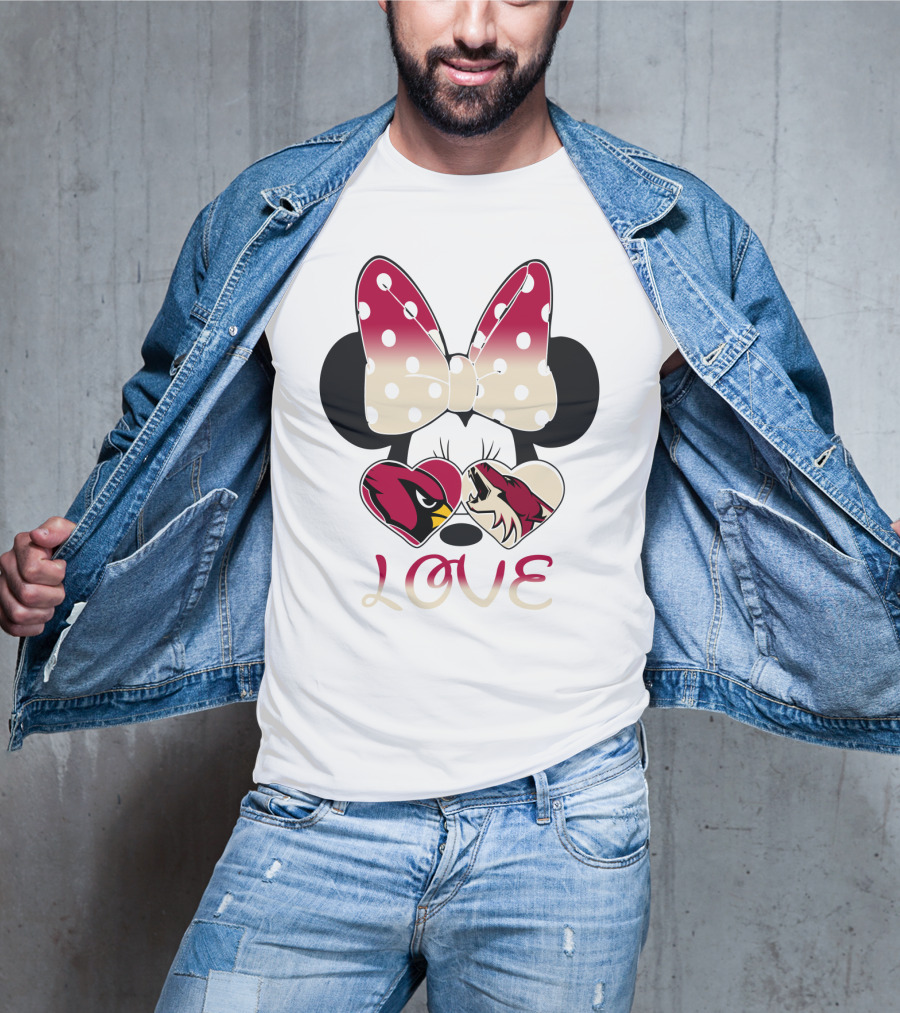 Mic 028 Minnie Bow Cardinals Coyotes Love T-Shirt