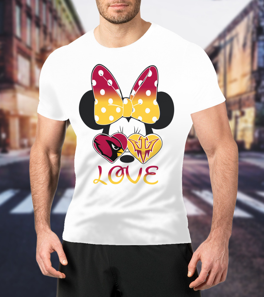 Love Minnie Arizona Cardinals Asu Sun Devils Hearts T-Shirt