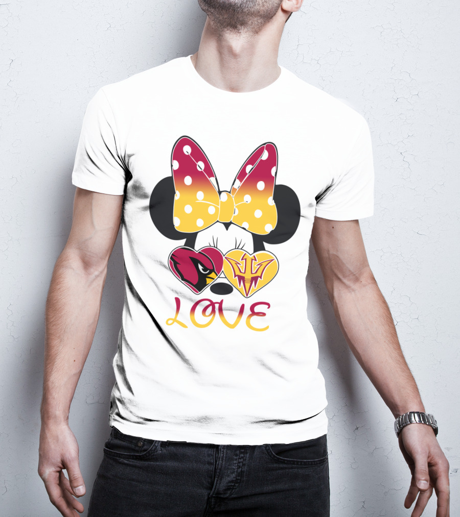 Love Minnie Arizona Cardinals Asu Sun Devils Hearts T-Shirt