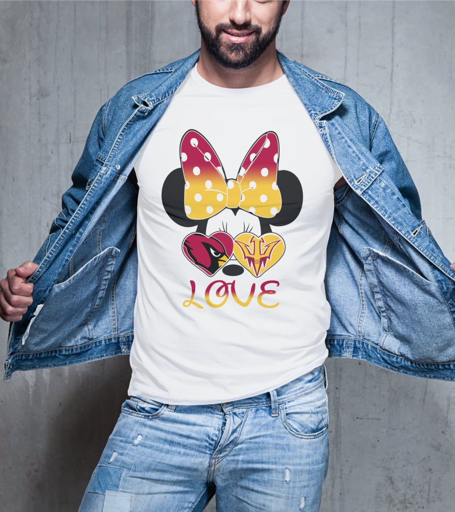 Love Minnie Arizona Cardinals Asu Sun Devils Hearts T-Shirt