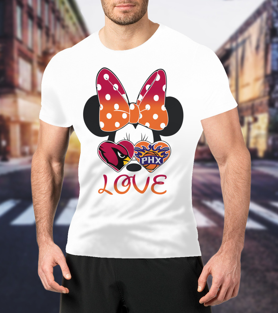 Love Mickey Mouse Minnie Bow Arizona Cardinals Phoenix Suns T-Shirt