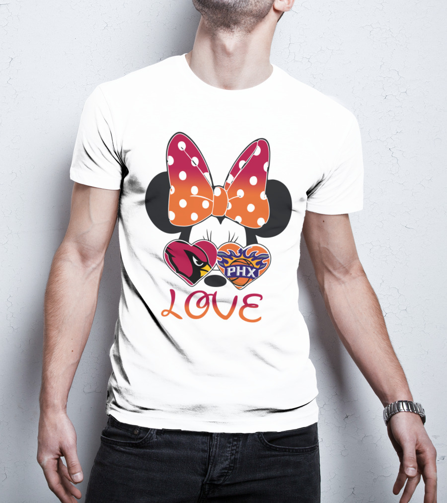 Love Mickey Mouse Minnie Bow Arizona Cardinals Phoenix Suns T-Shirt