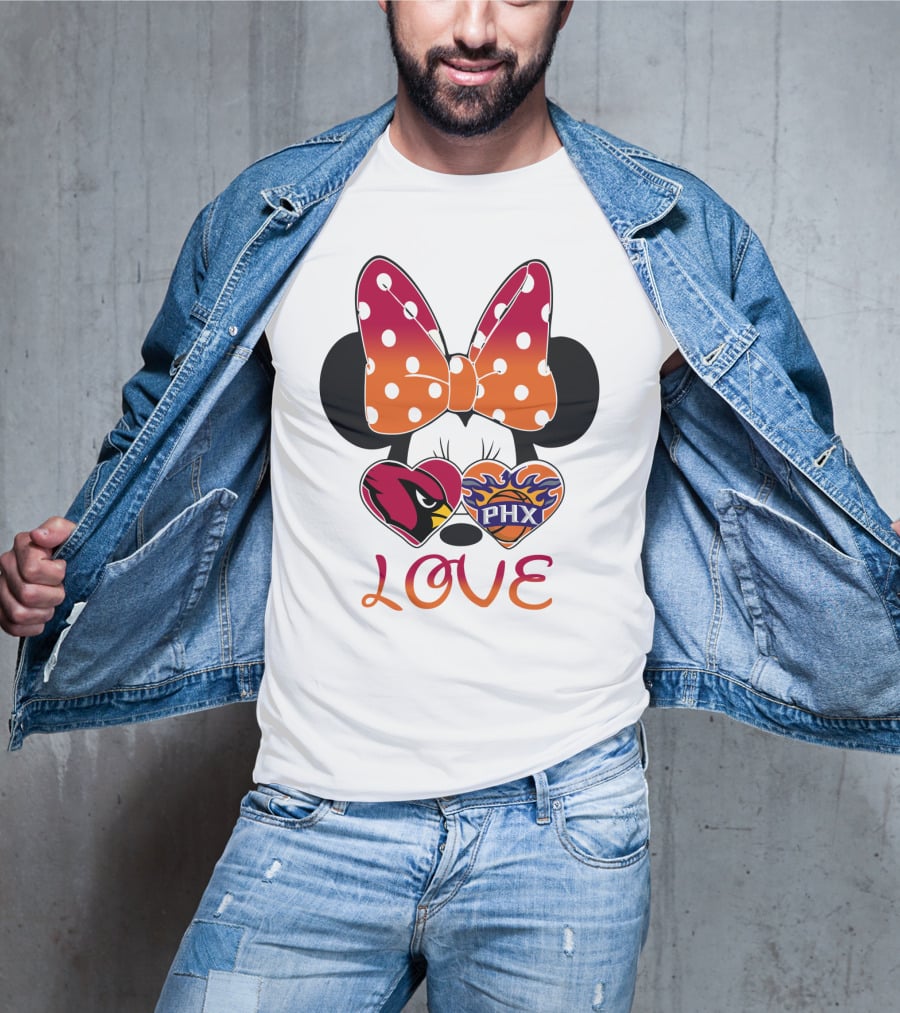 Love Mickey Mouse Minnie Bow Arizona Cardinals Phoenix Suns T-Shirt