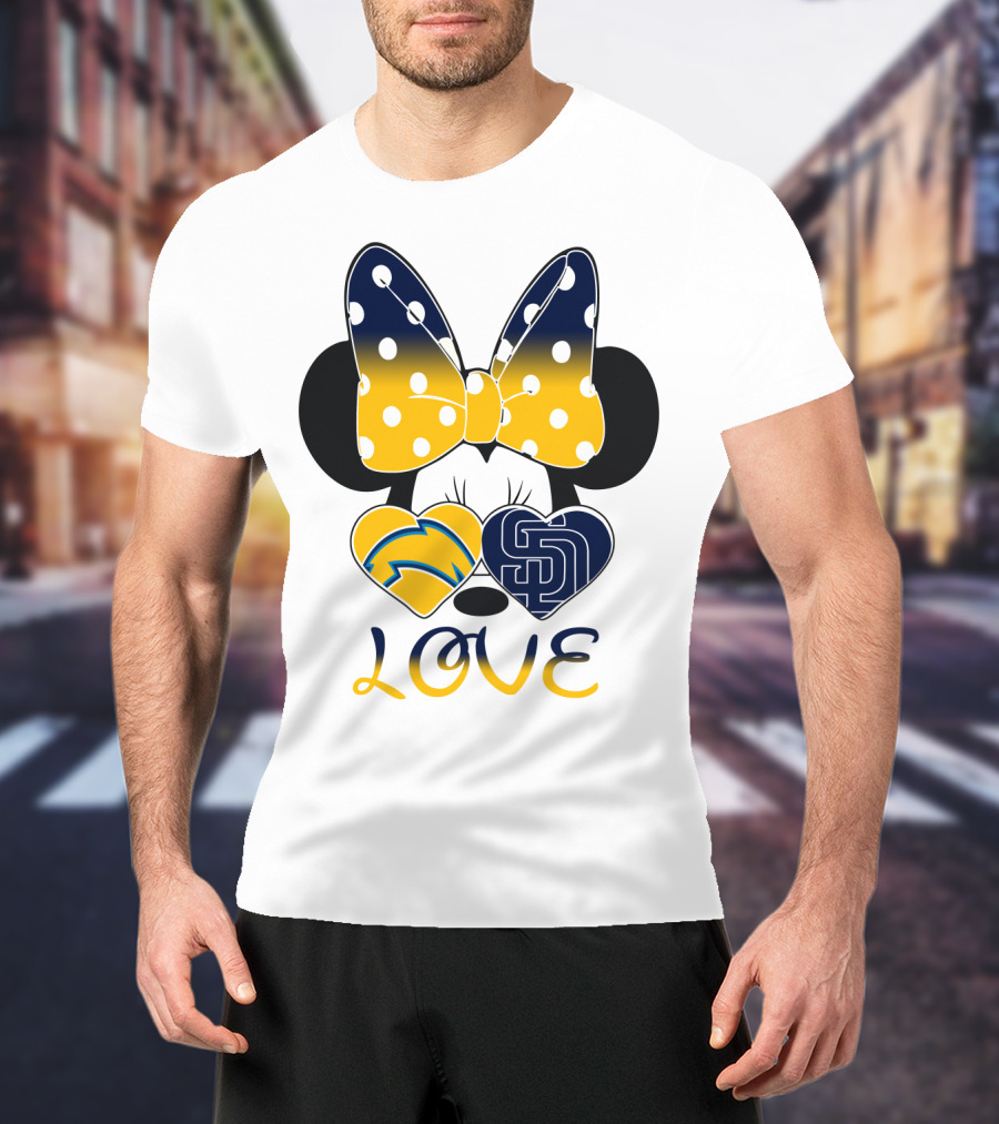 Love San Diego Chargers Padres Bow Minnie T-Shirt