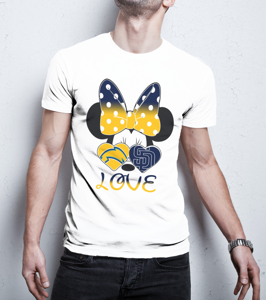 Love San Diego Chargers Padres Bow Minnie T-Shirt