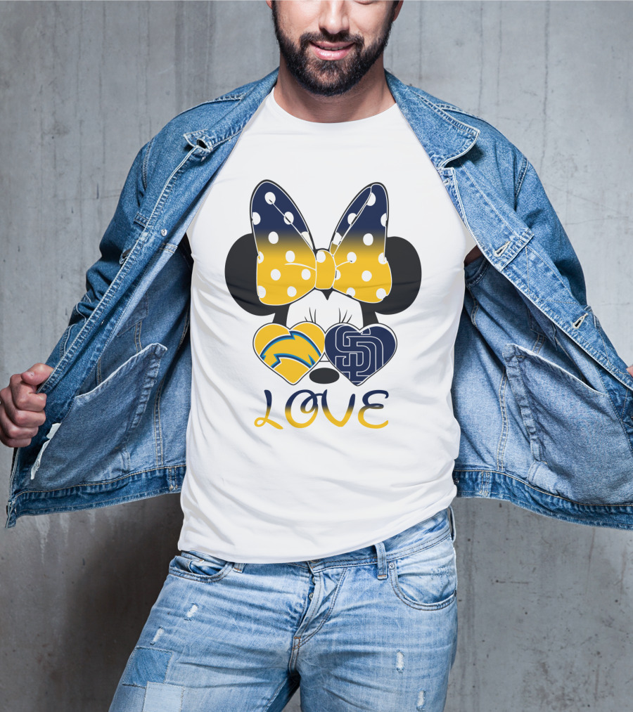 Love San Diego Chargers Padres Bow Minnie T-Shirt