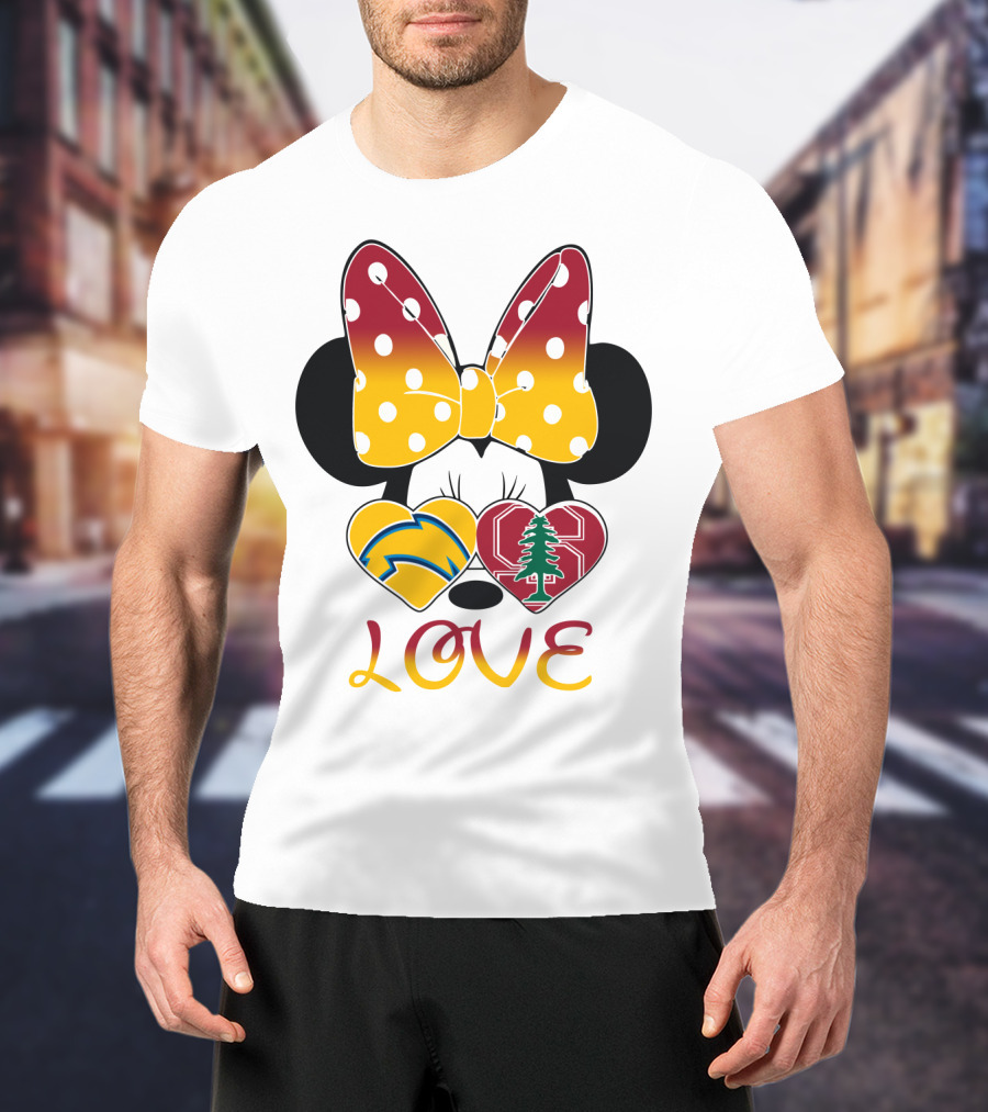 Minnie Mouse Love Heart Chargers Stanford Tree T-Shirt