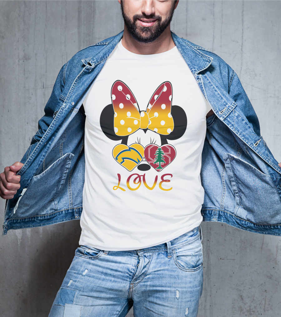 Minnie Mouse Love Heart Chargers Stanford Tree T-Shirt