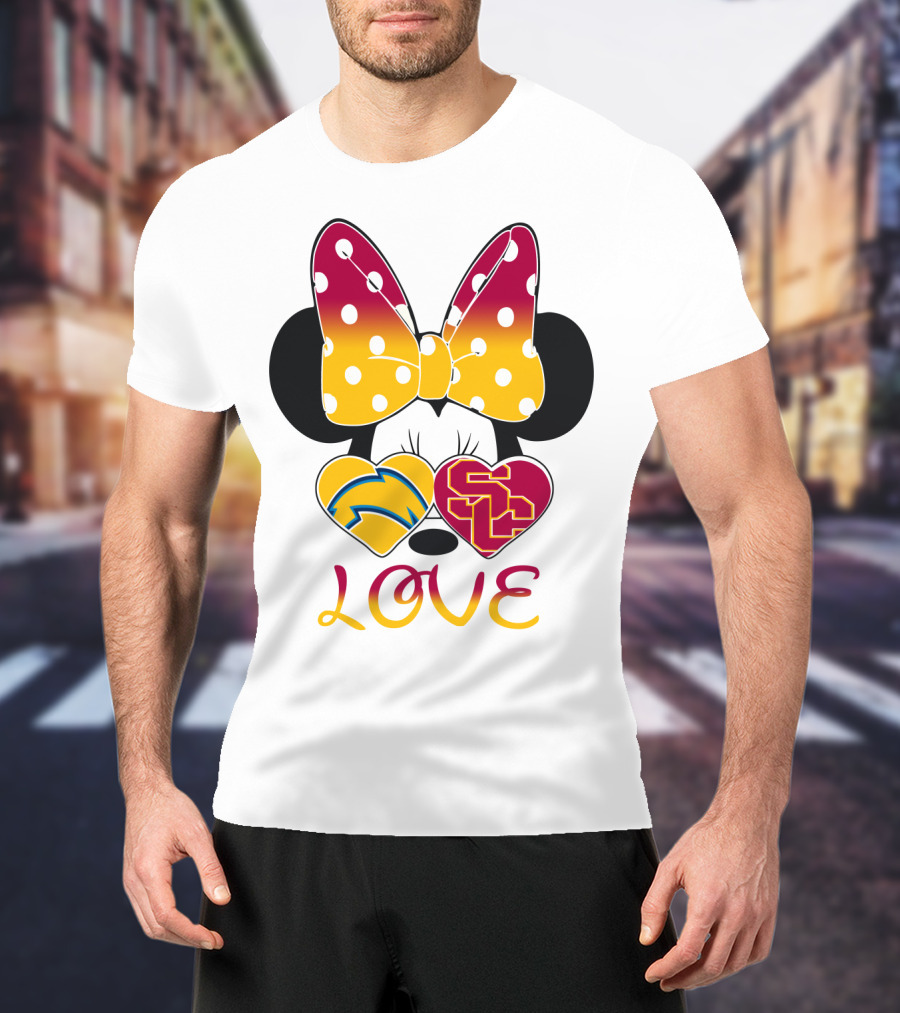Love Minnie Chargers Usc Heart T-Shirt