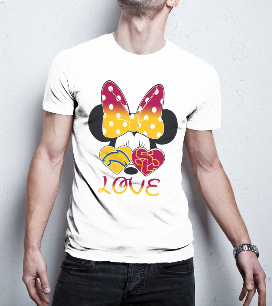 Love Minnie Chargers Usc Heart T-Shirt