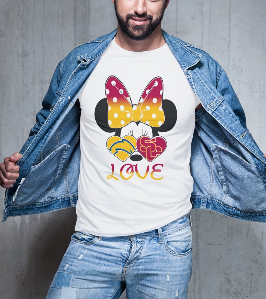 Love Minnie Chargers Usc Heart T-Shirt