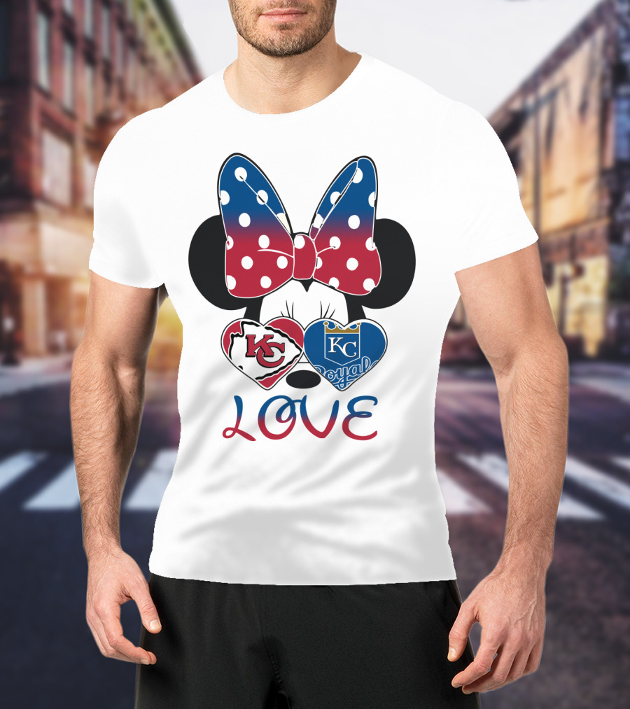 Love Minnie Mouse Kc Chiefs Royals Disney Kansas City T-Shirt
