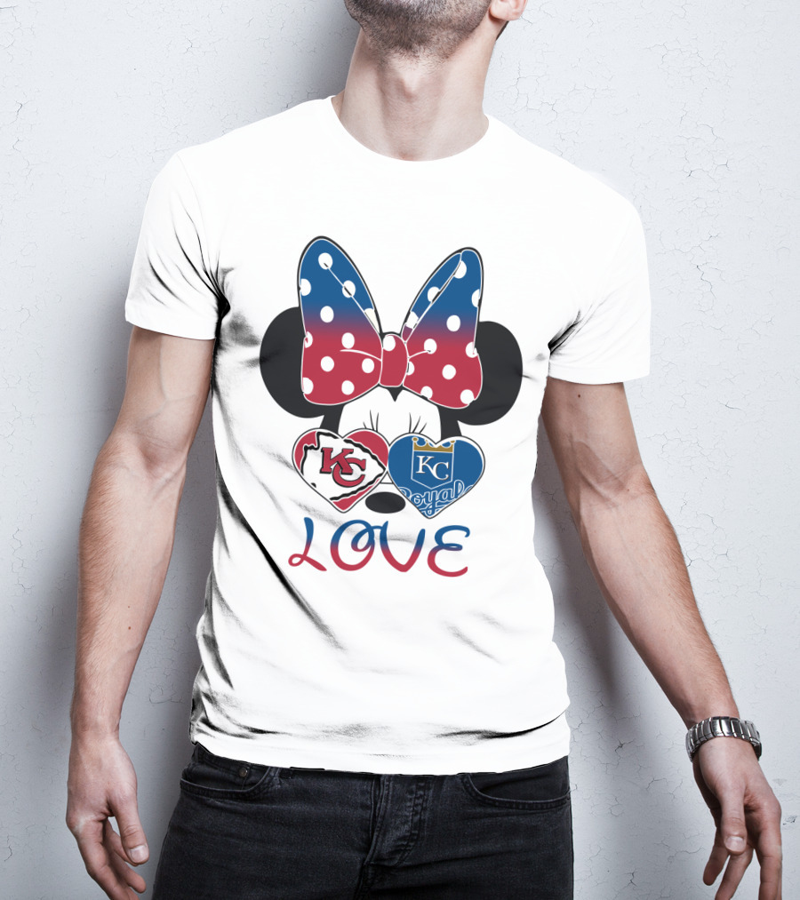 Love Minnie Mouse Kc Chiefs Royals Disney Kansas City T-Shirt