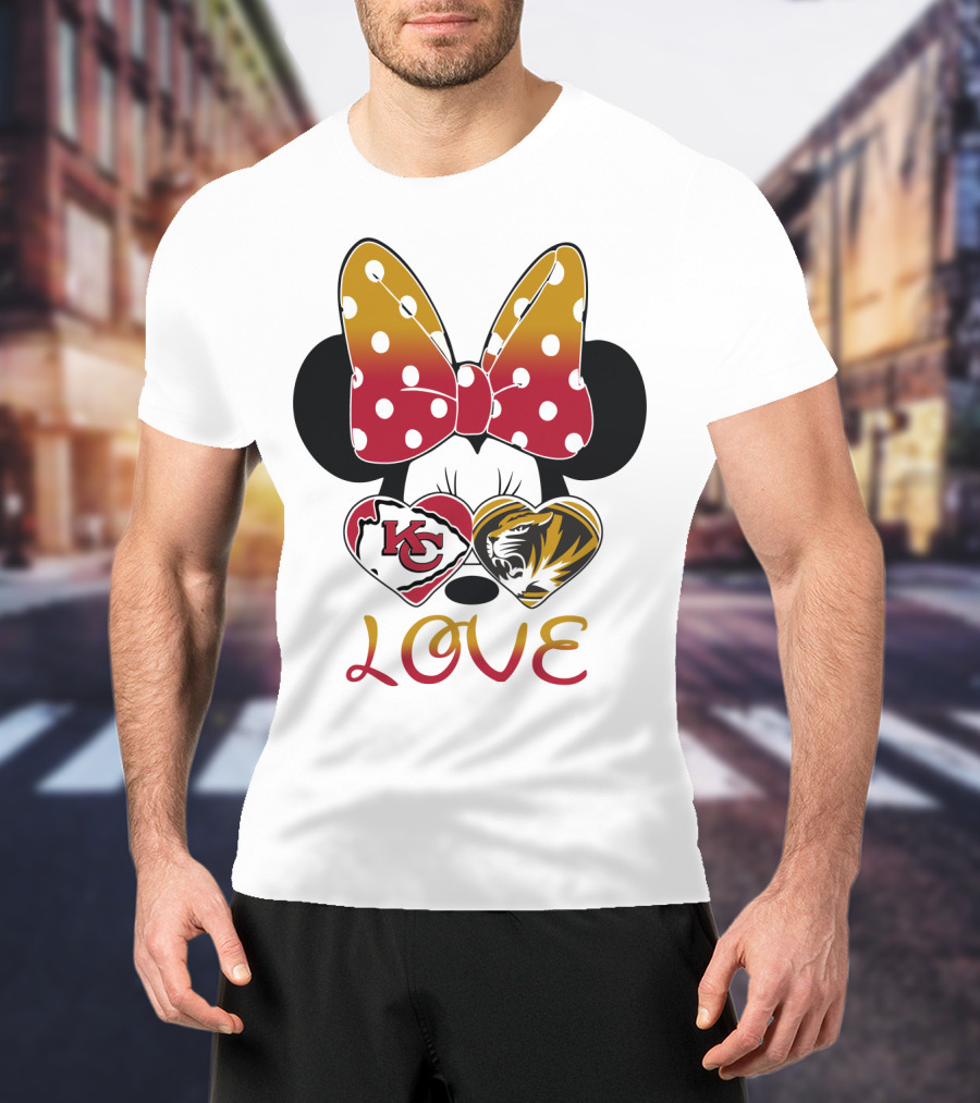 Minnie Mouse Bow Kc Chiefs Mizzou Tigers Love T-Shirt