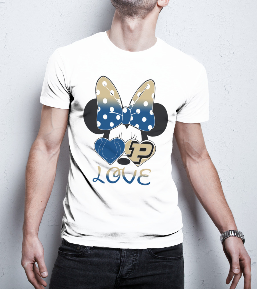 Purdue Boilermakers Minnie Mouse Love Bow Polka Dots T-Shirt